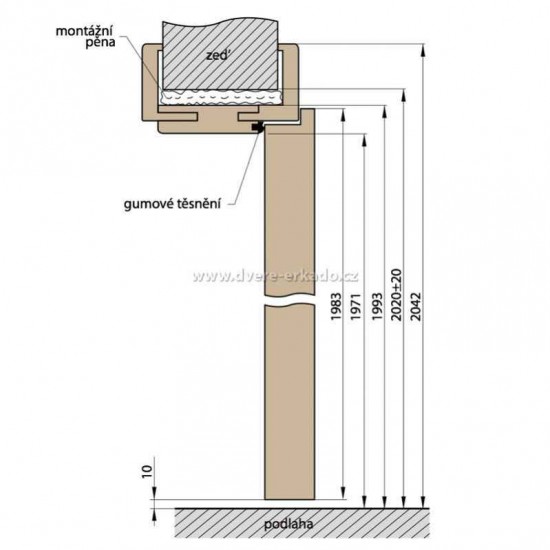 Obložkové zárubně -  Zlatý dub 3D Greko 70 L, 340-360